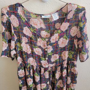 La Cera vintage/90's style floral dress w/ pockets